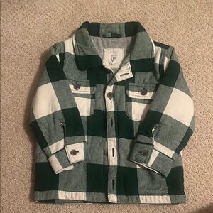 GAP Green and White Button Down Shacket